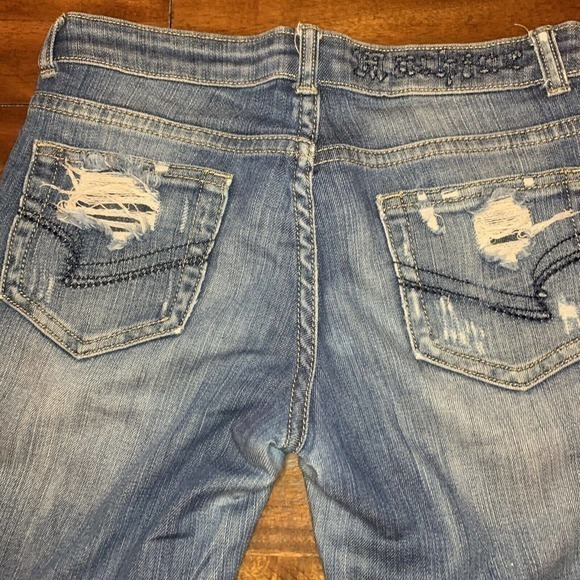 Machine Nouvelle Mode Size 3 28x30 Med Wash Distressed Denim Jeans DMP-11661 - Picture 9 of 10